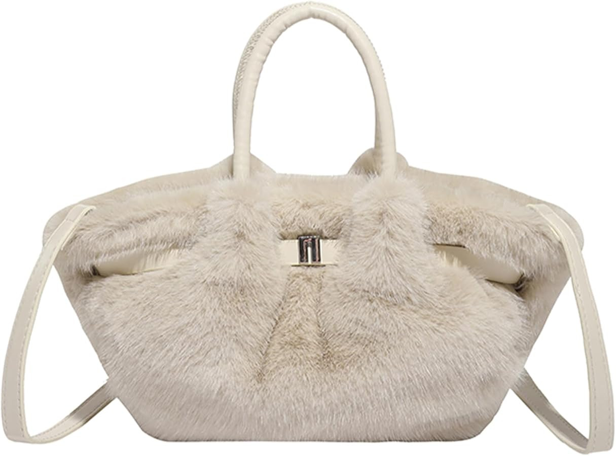 Furry Purse Mini Fluffy Tote Bag Designer Fuzzy Crossbody Handbag Faux Fur Purses for Women Plush... | Amazon (US)