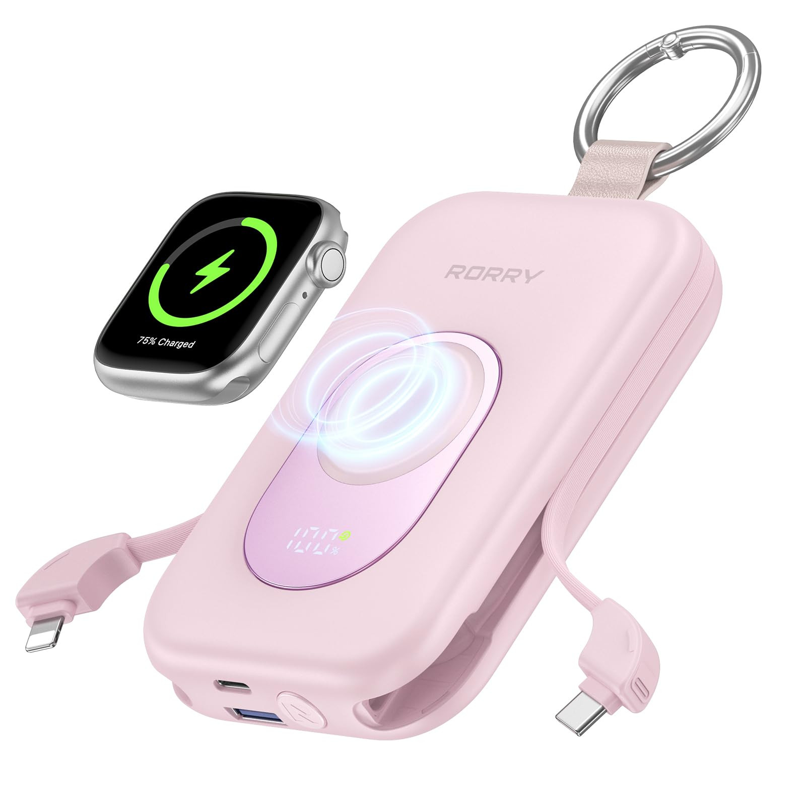 RORRY Portable Charger, 20000mAh PD 30W Portable Charger Power Bank with 2 Built-in Cables, Super... | Amazon (US)