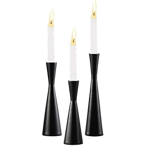Candle Holders Set of 3 Black Metal Taper Candlestick Holders, Vintage and Modern Decorative Cent... | Amazon (US)