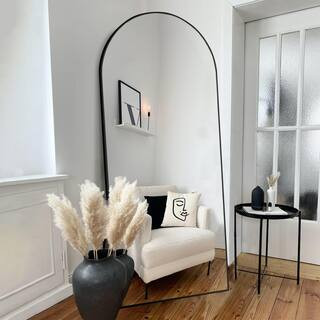 32 in. W x 71 in. H Oversized Arch Full Length Black Wall Mounted/Standing Mirror Floor Mirror | The Home Depot