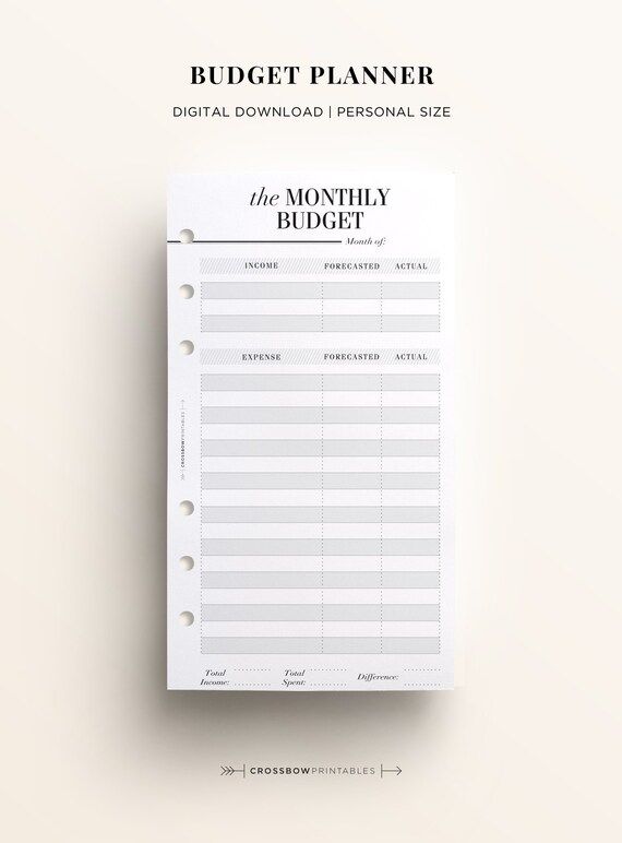 PRINTABLE PERSONAL Budget Planner Printable, Financial Planner Insert Printable, Personal Size Fi... | Etsy (US)