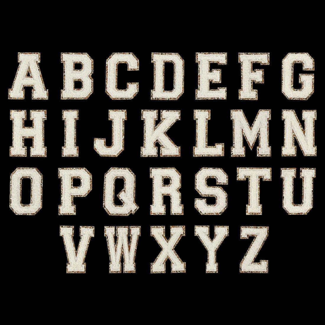 Blanc Glitter Varsity Letter Patches | Stoney Clover Lane