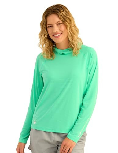 HUK - Womens A1A Hoodie Lightweight Hooded Fishing Shirt, Sun Protection, Breathable, Quick-Dry Performance for Women, Bermuda, Small | Amazon (US)