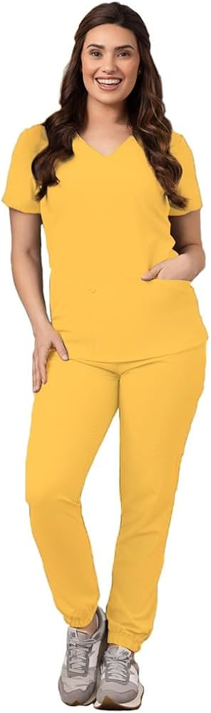Green Town Scrubs for Women Scrub Set - Jogger Pant and V-Neck Top, 6 Pockets, Easy Care Uniforms | Amazon (US)