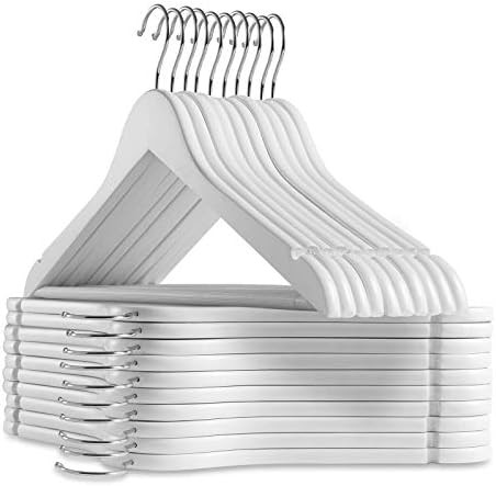 Casafield - 20 White Wooden Suit Hangers - Premium Lotus Wood with Notches & Chrome Swivel Hook f... | Amazon (US)