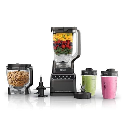 Ninja Kitchen System | All-in-One for Smoothies, Frozen Drinks, Veggie Chopper & More | With Full-Size Pitcher, 8 Cup Food Processor Bowl, (2) 18 oz. Cups, | 1200 Watt | Dark Grey | BR601AMZ | Amazon (US)