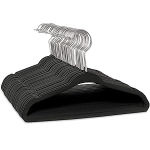 Casafield 50 Velvet Baby Hangers - 11" Size for Infant & Toddler Clothes - Black | Amazon (US)
