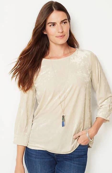 Crushed-Velvet A-Line Top | J. Jill