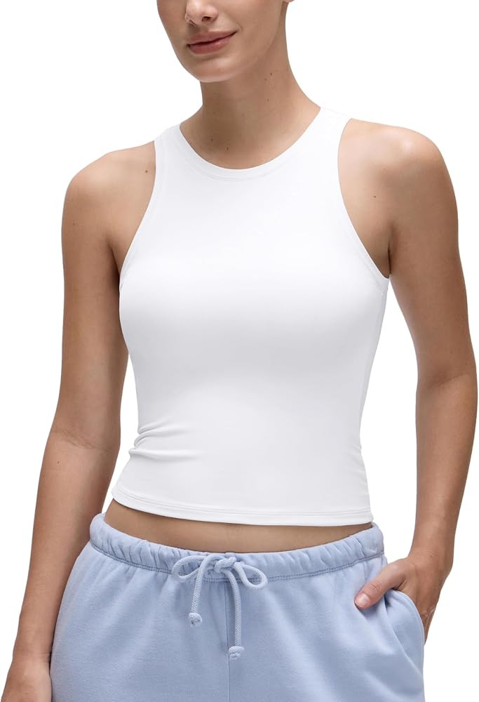 CRZ YOGA Softembrace High Neck Tank Tops for Women - Casual Going Out Soft Double Lined Basic Sum... | Amazon (US)