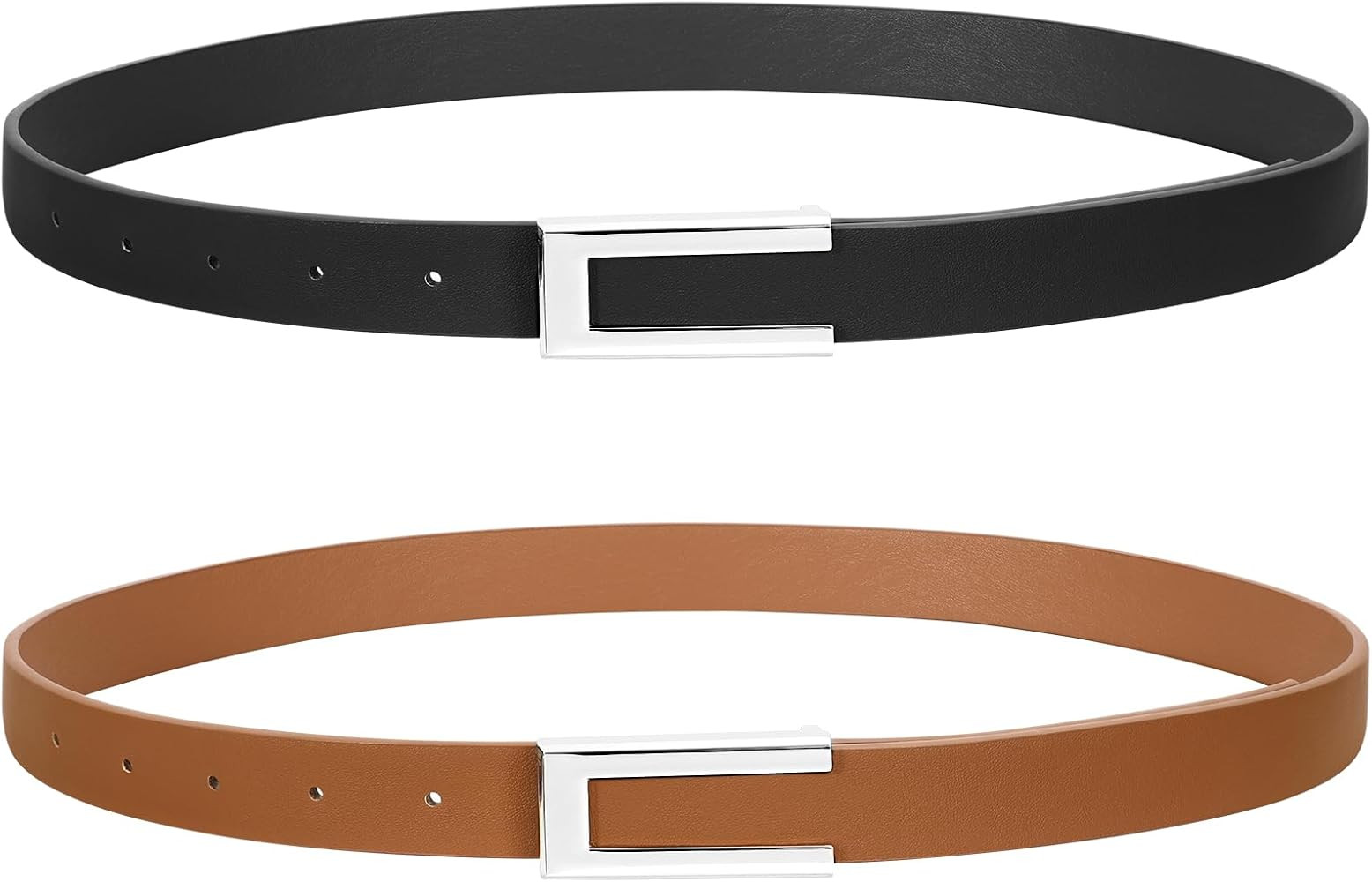 SUOSDEY Women Skinny Leather Belts for Dress Jeans Belt for Women with Gold Buckle | Amazon (US)