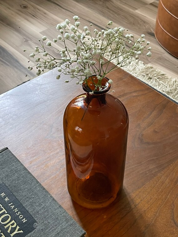 Large Vintage Brown Glass Vase - Etsy | Etsy (US)