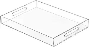 NIUBEE Clear Serving Tray 12x16 Inches -Spill Proof- Acrylic Decorative Tray Organiser for Ottoma... | Amazon (US)