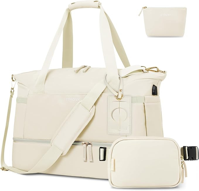 Travel Bag with Belt Bag, Gym Duffel Bag with USB Charging Port, Weekender Overnight Bag with Wet... | Amazon (US)