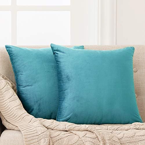 Deconovo Super Soft Plush Decorative Velvet 18x18 Pillow Covers for Home, Sofa - Set of 2, Turquo... | Amazon (US)