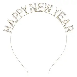 Happy New Year Headband Womens 2026 New Years Eve Rhinestone Hairband Shiny Glitter Hair Accessri... | Amazon (US)