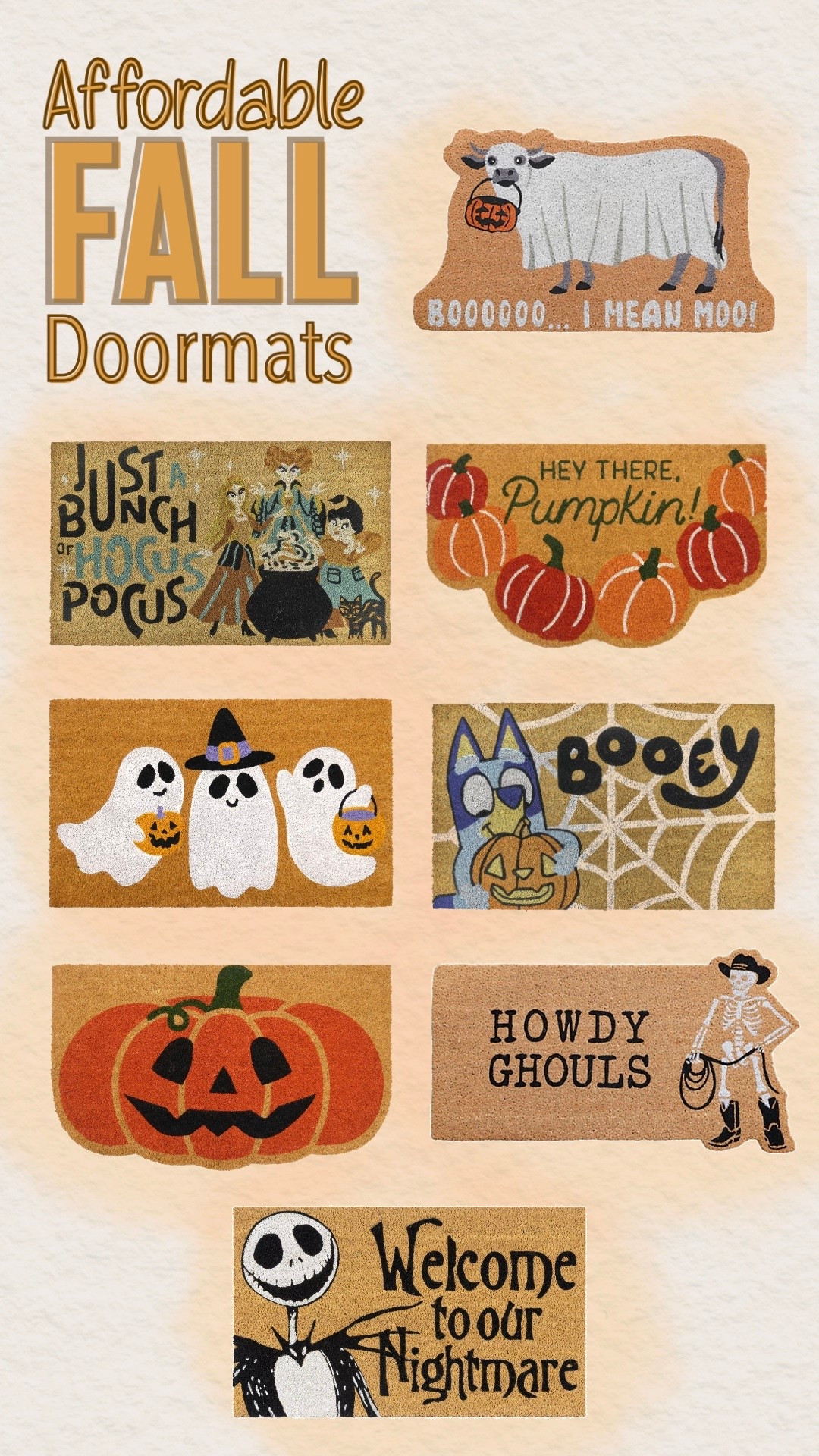 My favorite fall decor is a fun autumn doormat. Here are some fun and affordable options to make your front door more festive.

#LTKSeasonal #LTKSaleAlert #LTKHome