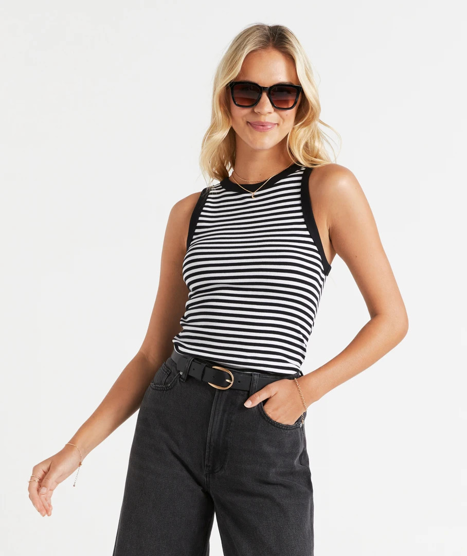 AUSTRALIAN COTTON FITTED RIB TANK | Sportsgirl