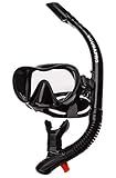 Scubapro Trinidad Single Tempered Glass Lens Frameless Scuba Snorkeling Mask Snorkel Set - Black | Amazon (US)