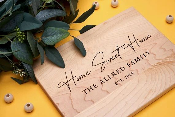 Home Sweet Home Cutting Board | Housewarming Gift | Last Name Sign | Personalized Kitchen Decor | Etsy (US)