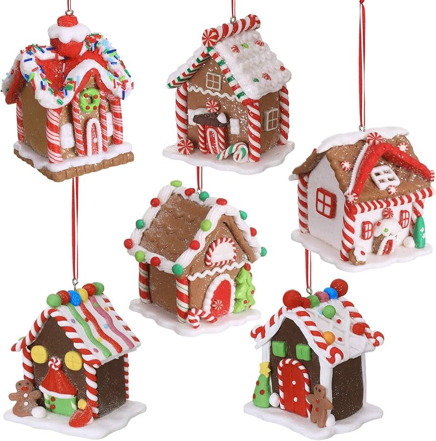 Gingerbread House Ornaments Holiday Christmas Tree Ornament Set Gingerbread Christmas Decor with ... | Amazon (US)