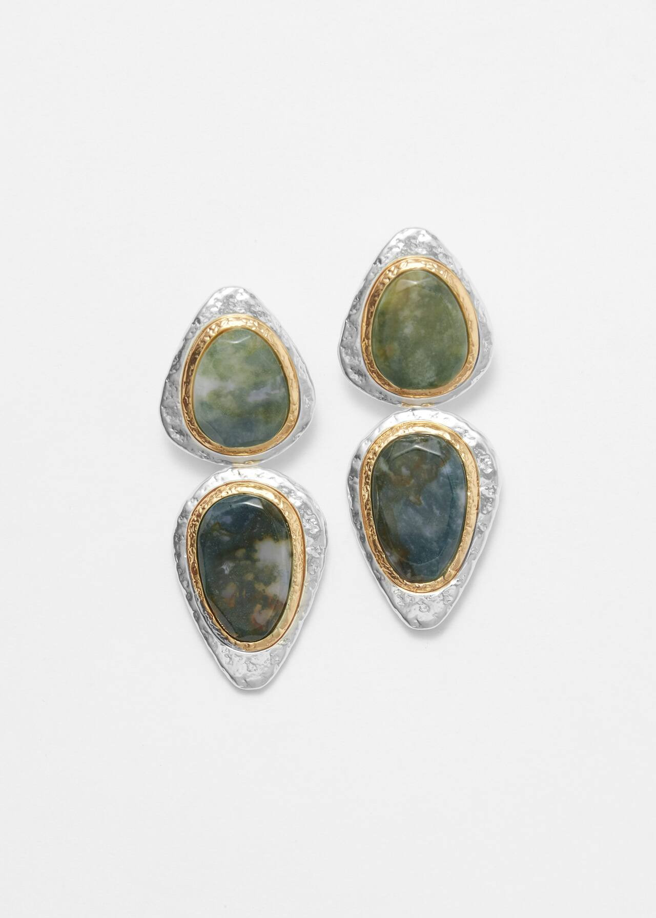 Two-Toned Stone Pendant Earrings - Metal/Green - & Other Stories - & Other Stories GB | & Other Stories UK