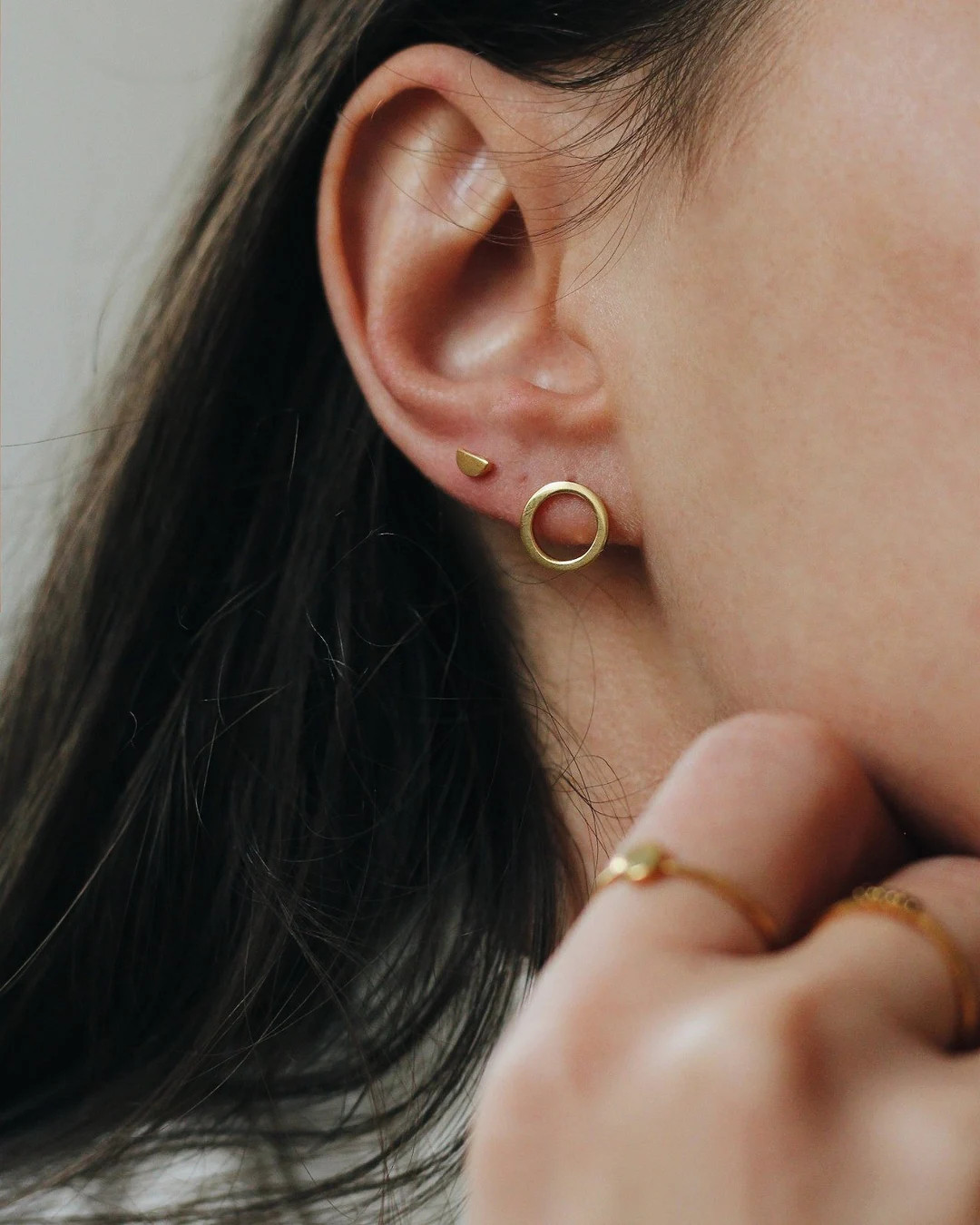 Hoop Stud Earrings - 18k Gold Plated 925 Solid Sterling Silver - Circle Stud Earring - Hoop studs... | Etsy (US)