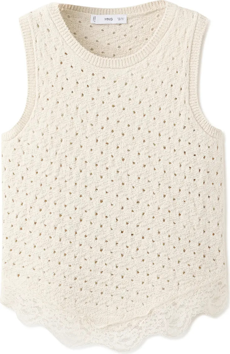 Gala Lace Trim Sleeveless Pointelle Sweater (Women) | Nordstrom | Nordstrom