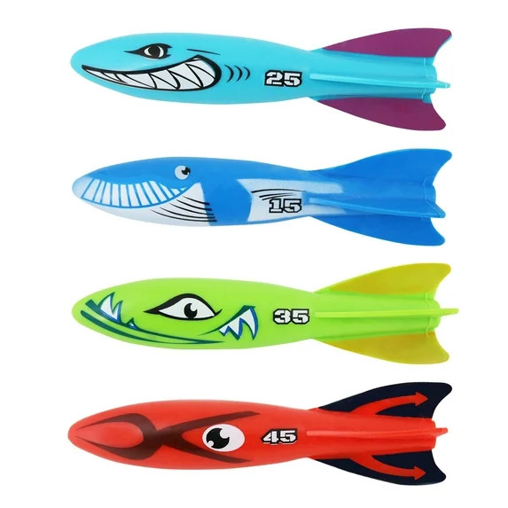 Play Day Diving Torpedoes 4-Pack Kids Pool Dive Toys Underwater Summer Family Fun, Ages 3+ | Walmart (US)
