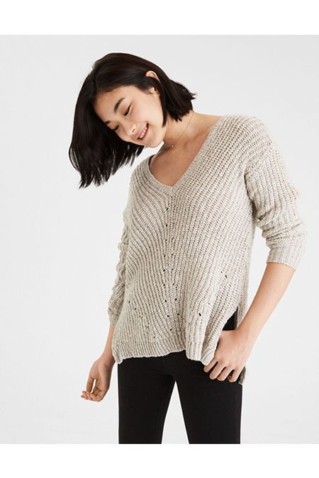 AE V-Neck Side Zip Pullover | American Eagle Outfitters (US & CA)