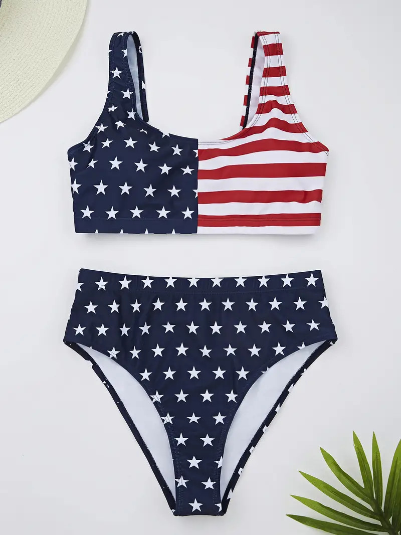 Women's Flag Print Sexy Comfortable Stretch Tank Top Bikini - Temu | Temu Affiliate Program