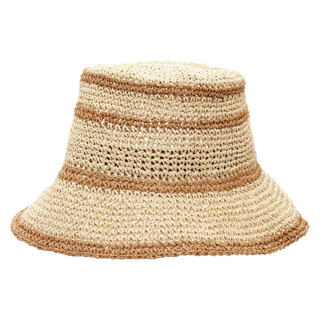 Sal Crochet Bucket Hat (Natural Striped) | Montce