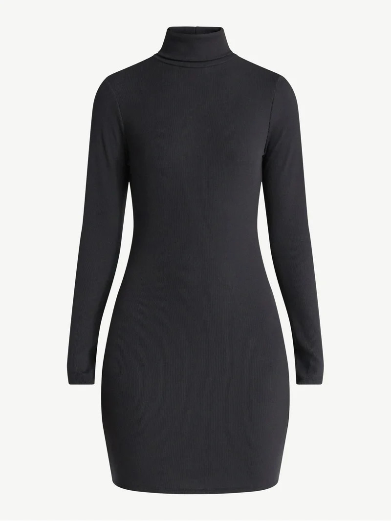 No Boundaries Turtle Neck Mini Dress, Women’s | Walmart (US)