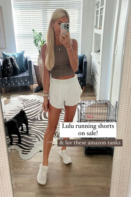 These lululemon running shorts are  on sale. These are a favorite style of line! And I absolutely luv these amazon tanks for working out and they looks adorable with pretty much any kind of bottoms- skirts, jeans, shorts! Linking my running sneakers too  

#LTKunder50 #LTKsalealert #LTKfit