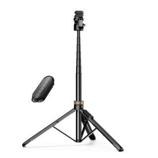 72 Extendable Tripod and Selfie Stick with Detachable Phone Holder and Wireless Remote Compatible with Phones Black | The Home Depot