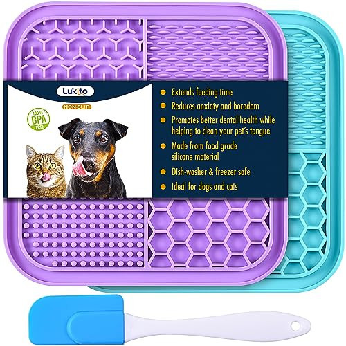 2PCS Licking Mat for Dogs with Suction Cups, Premium Lick Pad for Anxiety Relief, Slow Feeder Dog Bowls, Perfect for Bathing, Grooming and Training | Amazon (US)