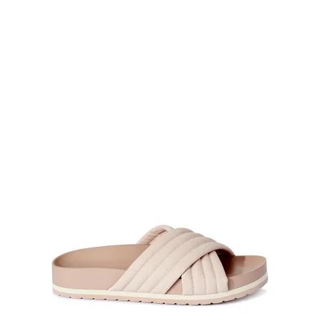Time and Tru Women's Quilted Crossband Footbed Slide Sandals | Walmart (US)