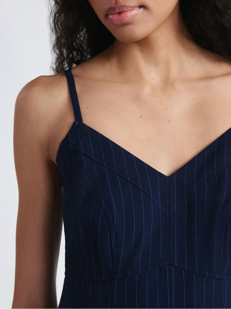 Free Assembly Women's Sleeveless Pinstripe Corset Midi Dress, Sizes 0-16 | Walmart (US)