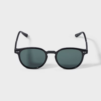 Men's Plastic Round with Gray Lens Sunglasses - Goodfellow & Co™ Black: Maximum UV Protection, Impact-Resistant | Target