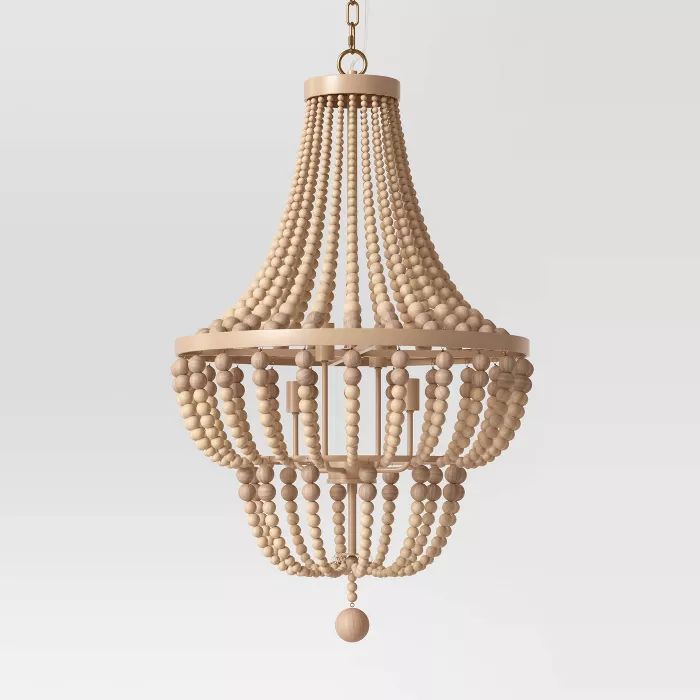 Large Chandelier Wooden Beads Double Tier Natural Tone - Opalhouse&#8482; | Target