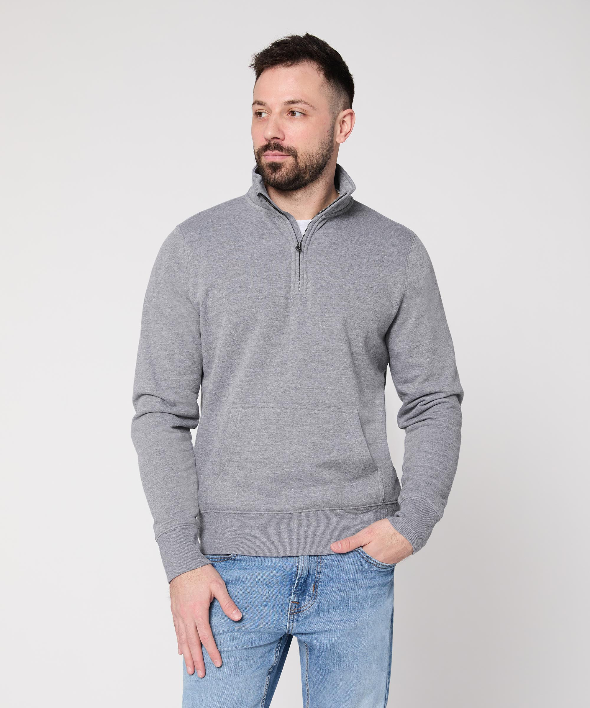 HOMAGE Go-To Quarter Zip Pullover | Fleece Quarter Zip Pullover | Grey | Homage