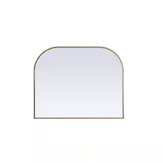 Simply Living 42 in. W x 34 in. H Arch Metal Framed Brass Mirror | The Home Depot