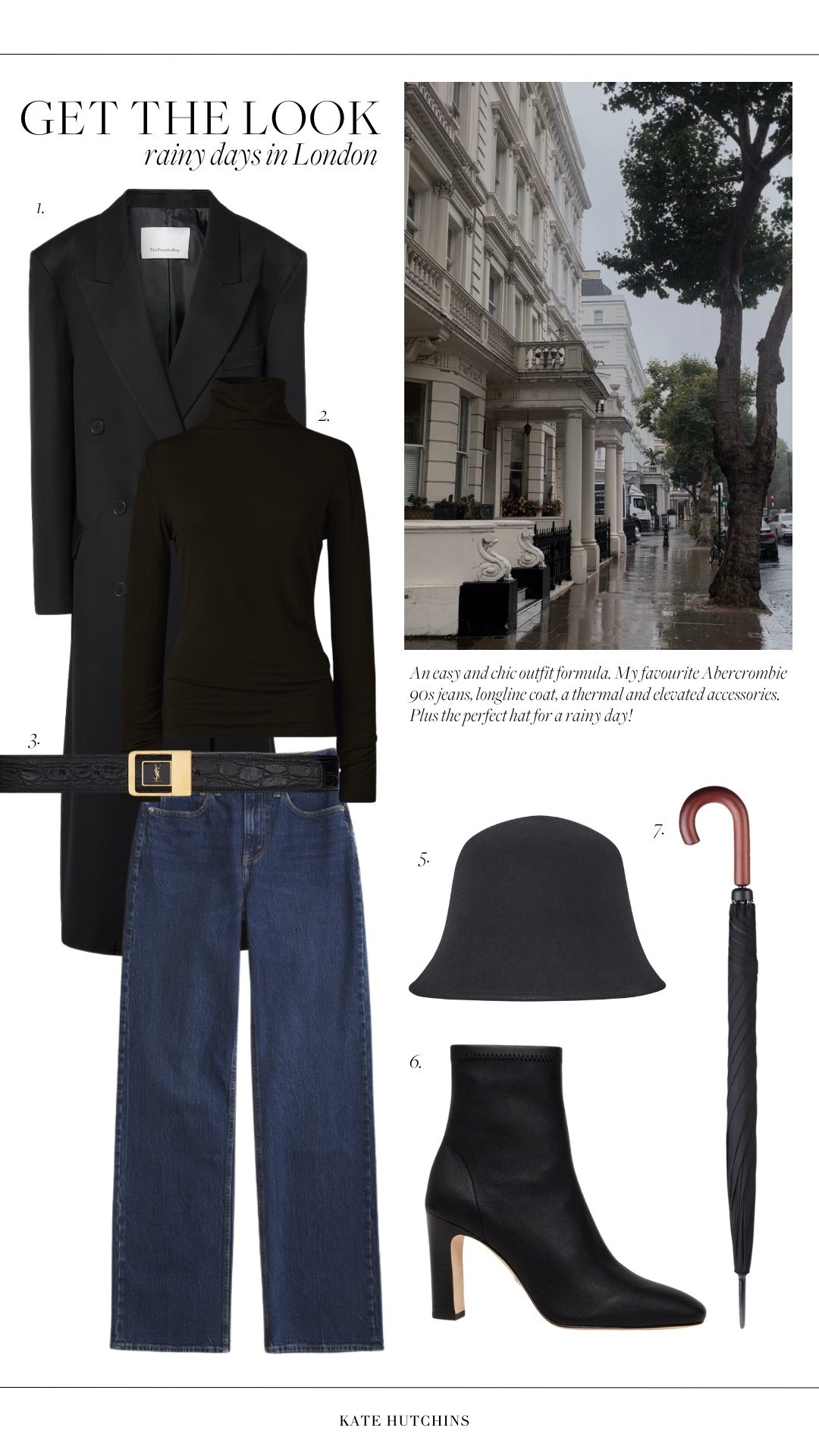 An easy and chic outfit formula. My favourite Abercrombie 90s jeans, longline coat, a thermal and elevated accessories. Plus the perfect hat for a rainy day!

#LTKuk #LTKstyletip