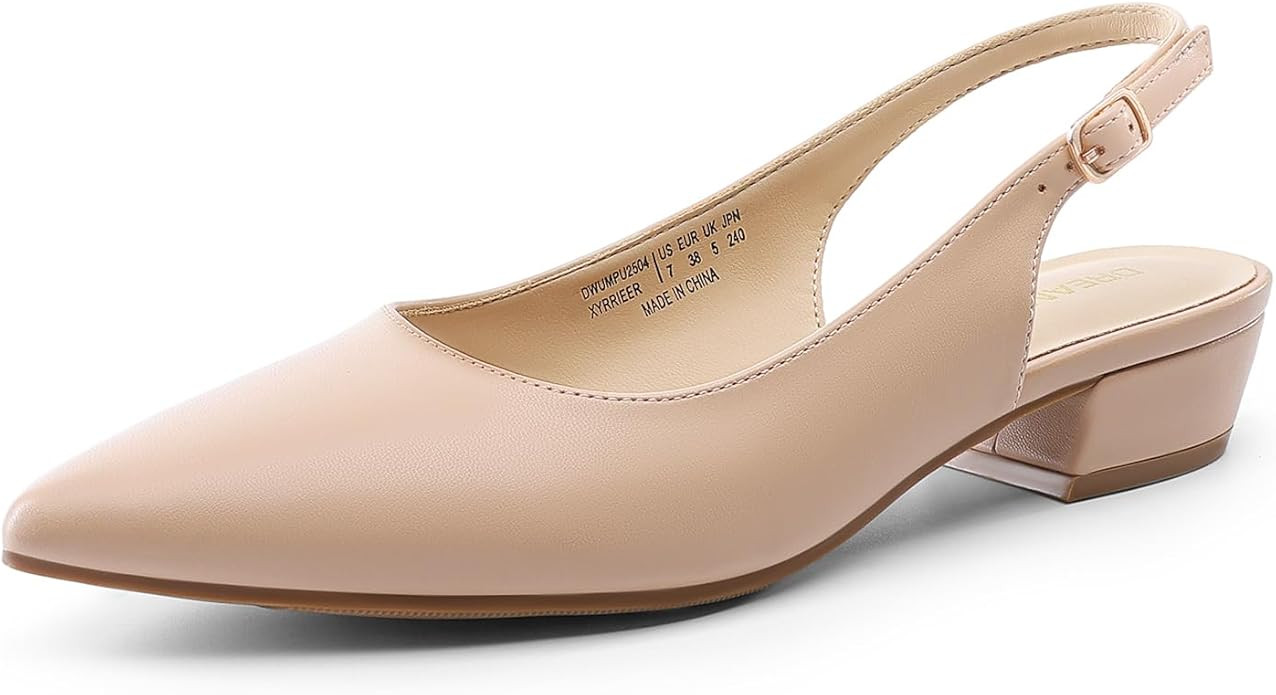 DREAM PAIRS Kitten Slingback Low Block Heels for Women Pointed Closed Toe Business Dress Shoes We... | Amazon (US)