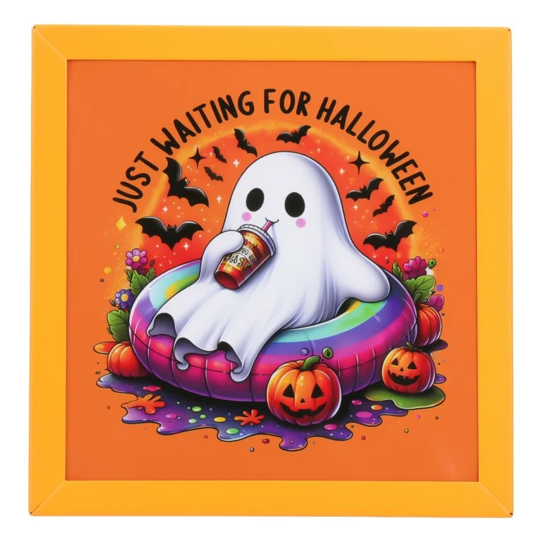 LED Ghost 7" Wood Frame, Summer Frights by Way To Celebrate | Walmart (US)