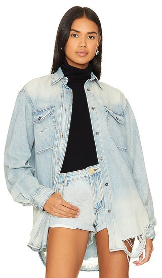 Everyday Denim Shirt in Kansas Blue | Revolve Clothing (Global)