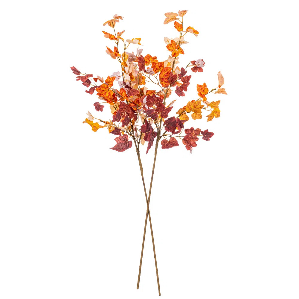 Primrue 34" Artificial Orange Fall Maple Leaf Spray, 2 per bag. | Wayfair North America