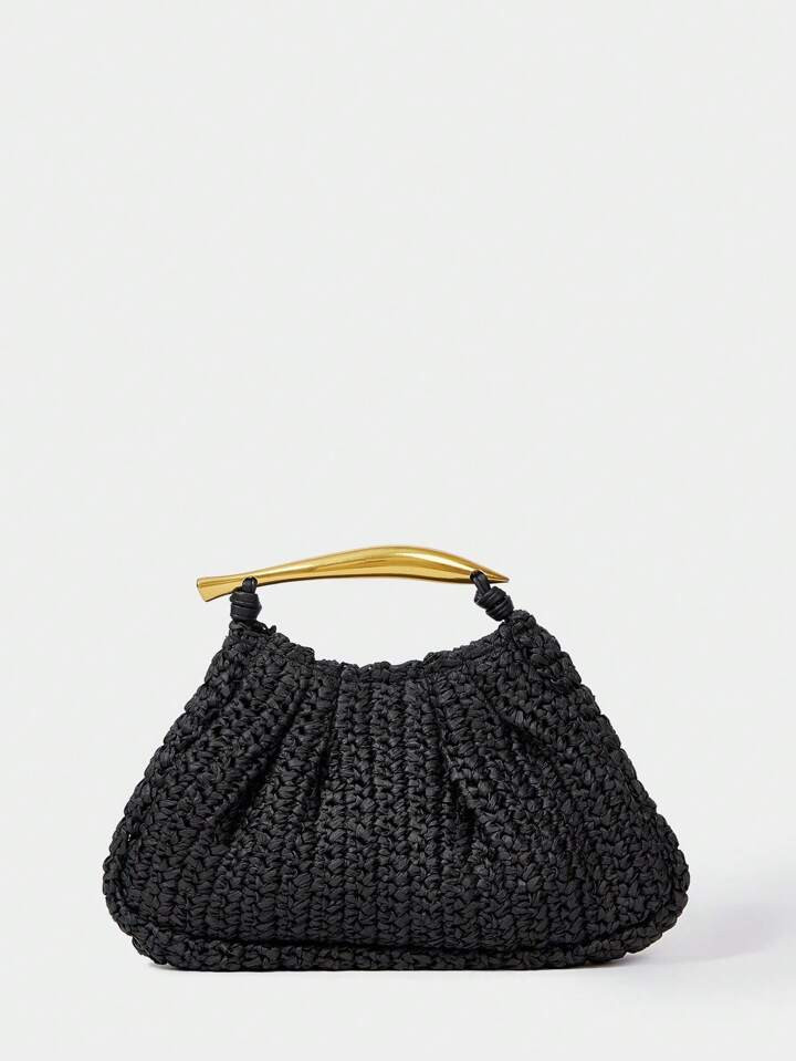 SHECARRY Women Plain Color Woven Tote Bag, Minimalist Fashion Casual Daily Handbag | SHEIN