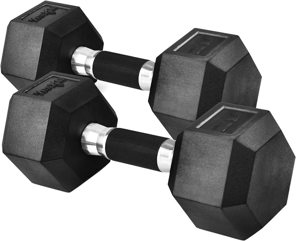 Yes4All Rubber Grip Encased Hex Dumbbells – Hand Weights With Anti-Slip 5-50 LBS Pair/Set | Amazon (US)