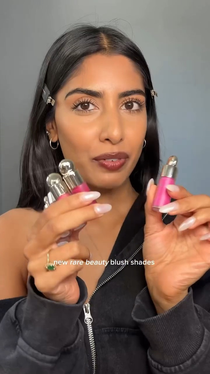 trying the new @rarebeauty blush shades on brown skin, intrigued and forever 
.
.
.
#rarebeautyblush #blush #newmakeup