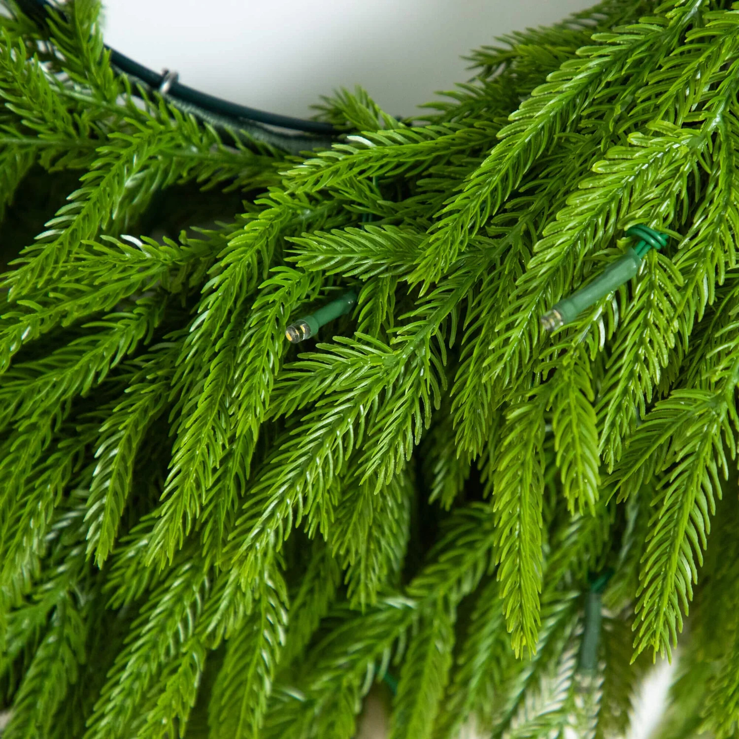 20" Pre-Lit Artificial Real Touch Norfolk Island Pine Wreath with 35 W | Nearly Natural